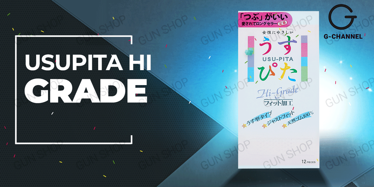 Bao cao su Usupita Hi Grade siêu mỏng điểm gai nổi chống trơn an toàn Nhật Bao cao su Usupita Hi Grade siêu mỏng điểm gai nổi chống trơn an toàn Nhật