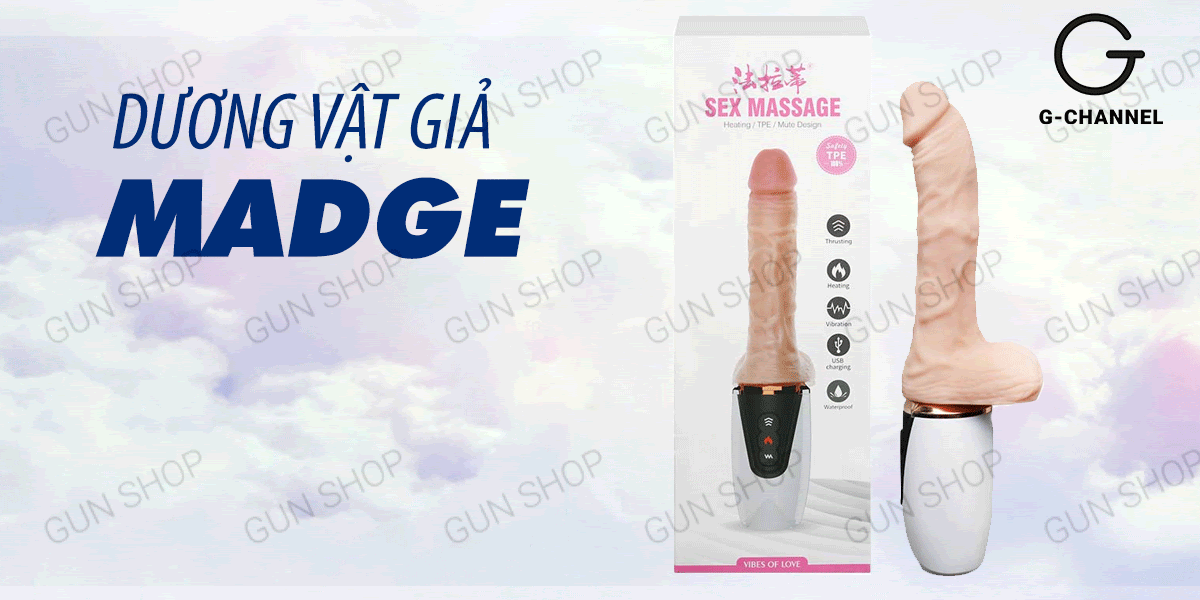 Dương vật giả rung thụt tỏa nhiệt sạc USB silicon mềm