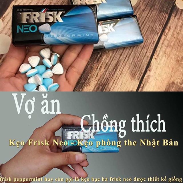 Frisk Neo Peppermint kẹo ngậm BJ bạc hà phòng the Nhật Bản hộp 50 viên thơm mát