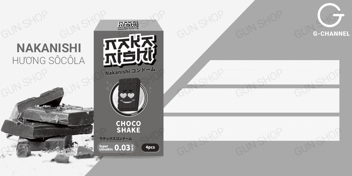 Bao cao su Nakanishi siêu mỏng 0.03mm hương chocolate thơm ngon