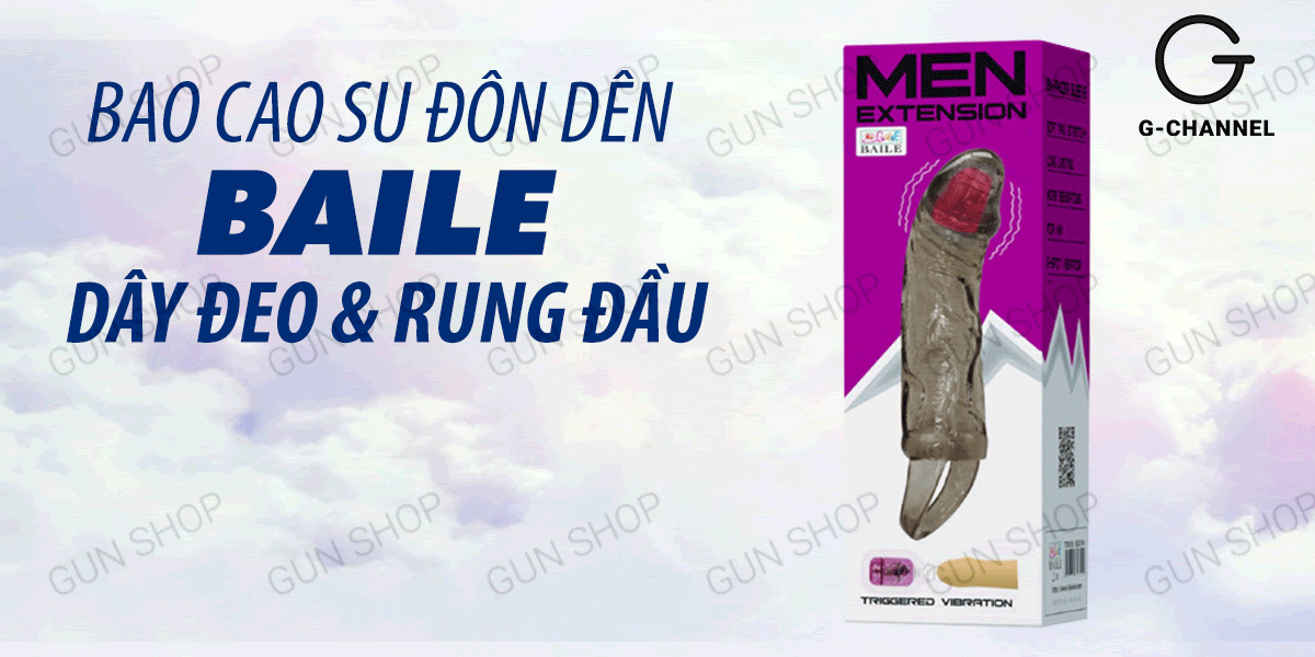 Bao cao su đôn dên rung đầu Baile Men Extension tăng kích thước dây đeo