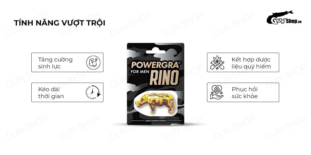 Viên uống Powergra For Men Rino phục hồi sinh lý kéo dài thời gian nam