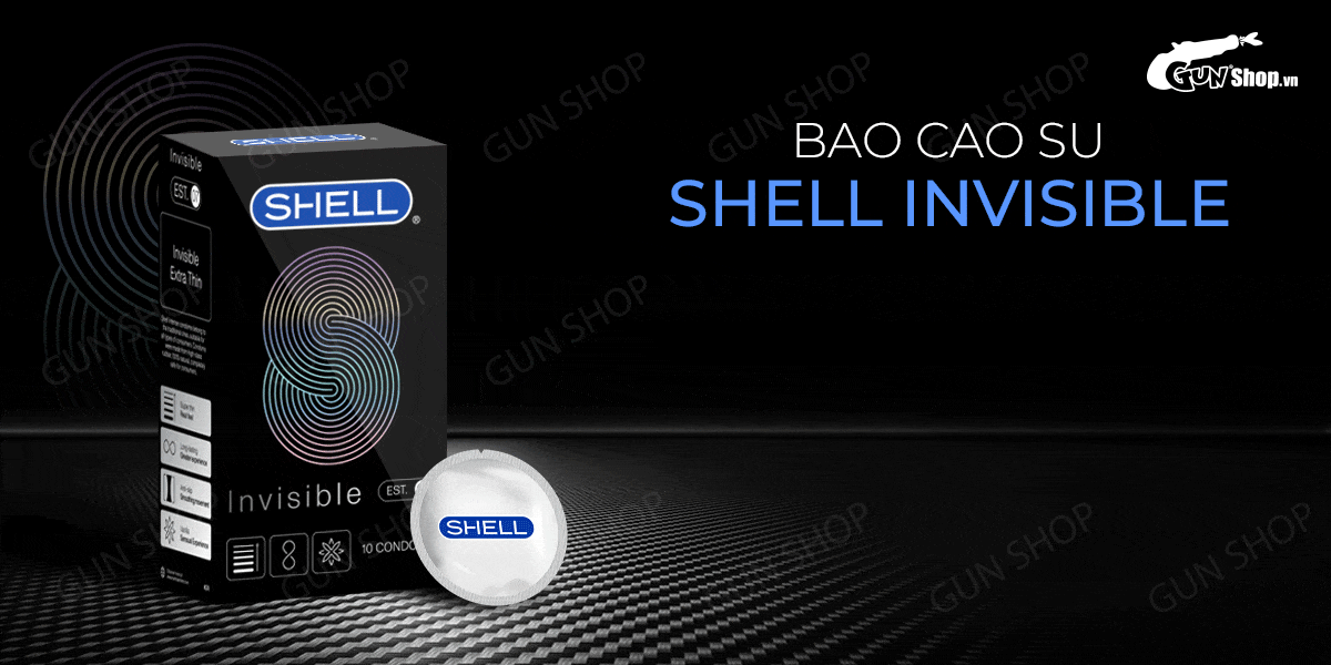 Cung cấp Bao cao su Shell Invisible - Siêu mỏng chống tuột kéo dài thời gian - Hộp 10 cái