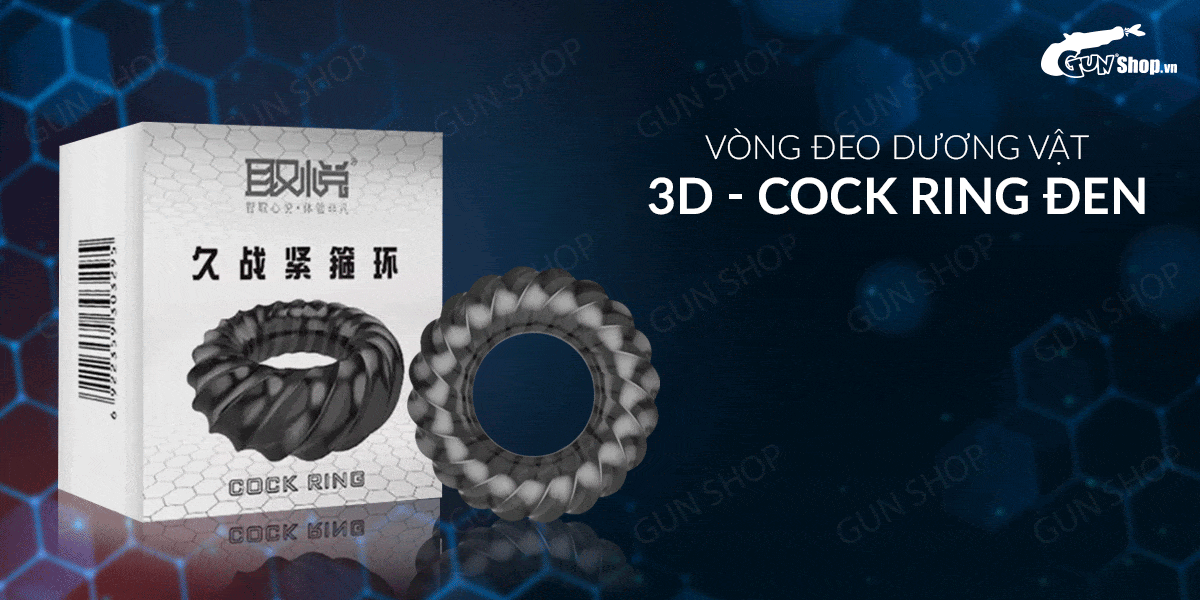  Bảng giá Vòng đeo dương vật kéo dài thời gian trì hoãn xuất tinh 3D - Cock Ring Đen