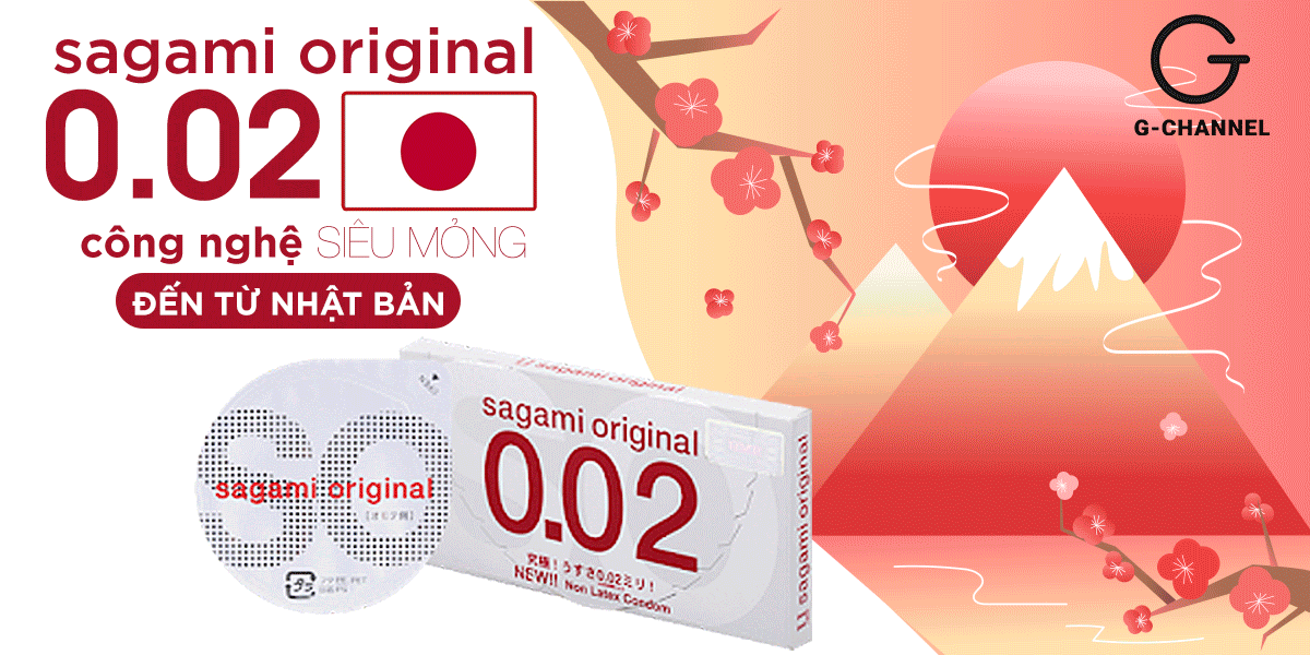  Giá sỉ Bao cao su Sagami 002 - Siêu mỏng 0.02mm - Hộp 2 cái hàng mới về