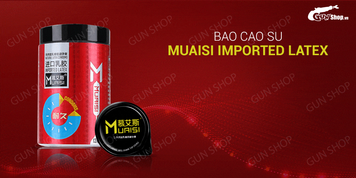 Phân phối Bao cao su Muaisi Imported Latex Red - Kéo dài thời gian - Hộp 12 cái 