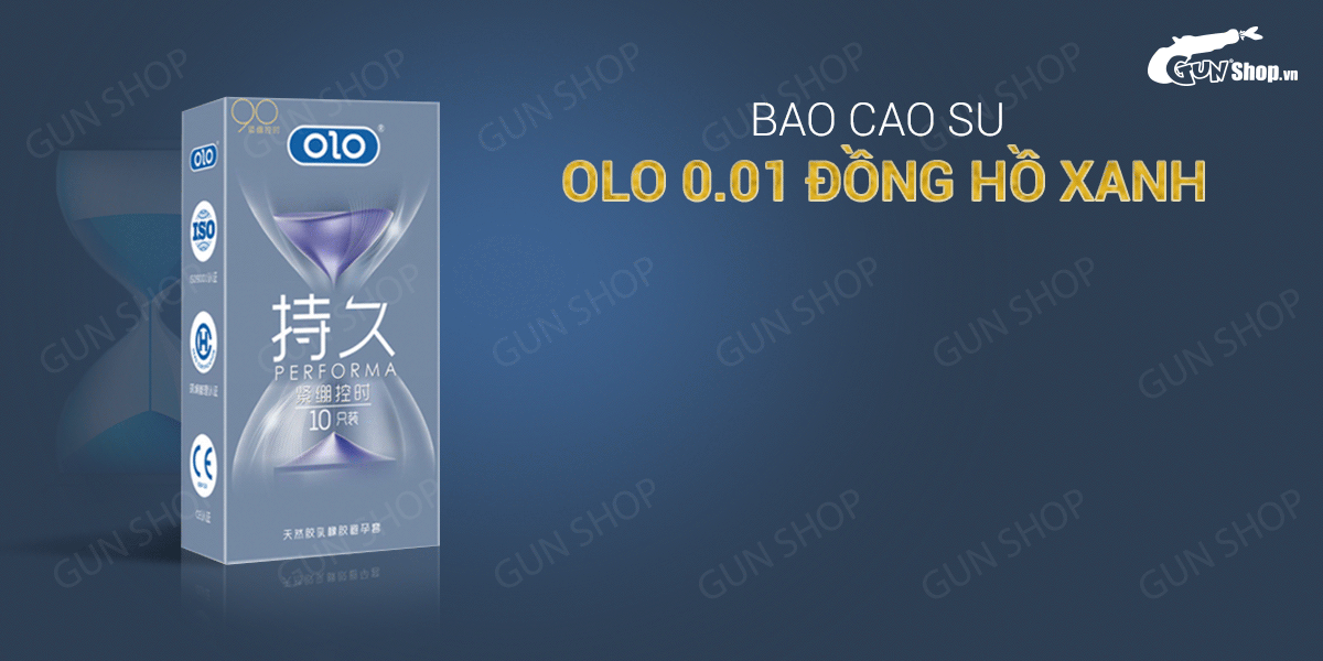  Phân phối Bao cao su OLO 0.01 Đồng Hồ Xanh - Kéo dài thời gian hương vani - Hộp