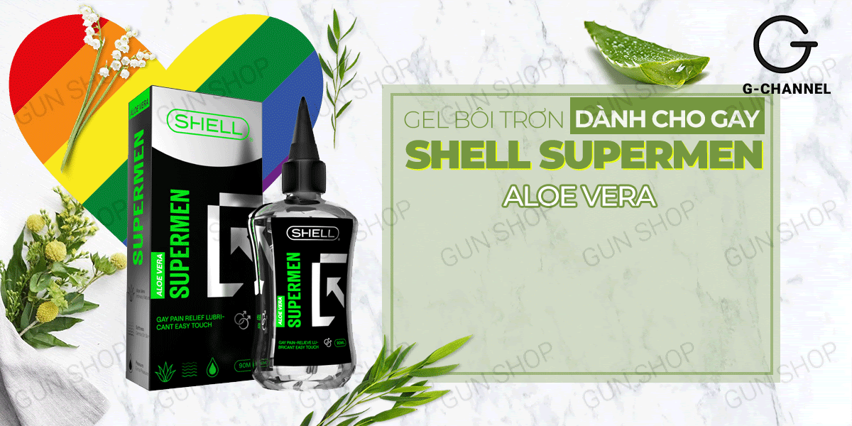  Sỉ Gel bôi trơn hậu môn tinh chất lô hội - Shell Supermen Aloe Vera - Chai 90ml 